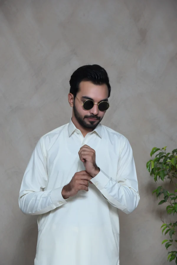 Off White – Unstitched Wash & Wear Suit for Men | Premium Fabric