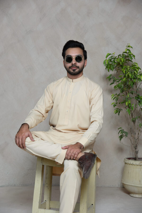 Elegant Cream – Unstitched Wash & Wear Suit for Men | Premium Fabric - Image 5
