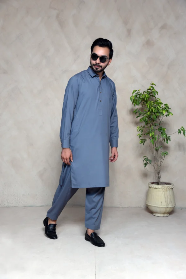 Charcoal Grey – Unstitched Wash & Wear Suit for Men | Premium Fabric - Image 2