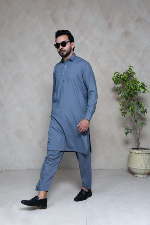 Charcoal Grey – Unstitched Wash & Wear Suit for Men | Premium Fabric - Image 4
