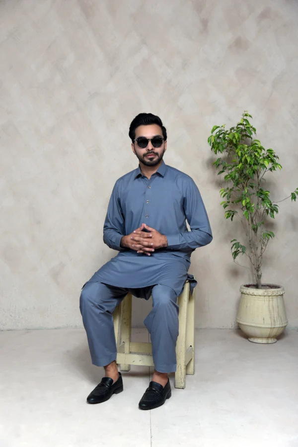 Charcoal Grey – Unstitched Wash & Wear Suit for Men | Premium Fabric - Image 5