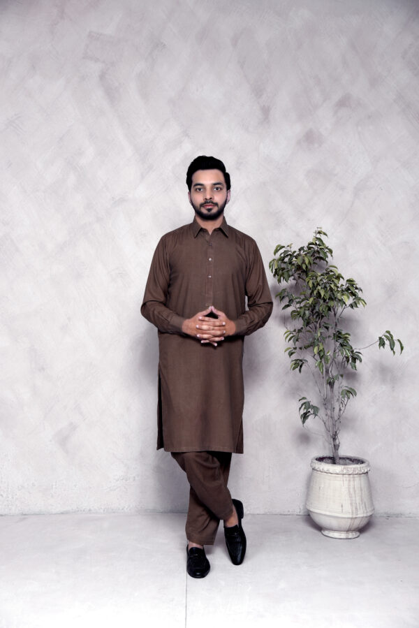 Classic Brown – Unstitched Wash & Wear Suit for Men | Premium Fabric - Image 3