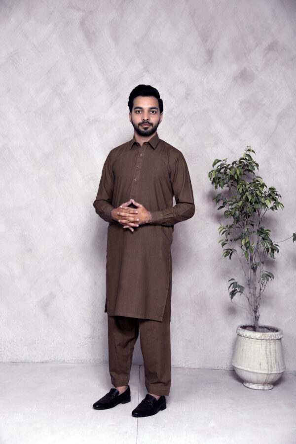 Classic Brown – Unstitched Wash & Wear Suit for Men | Premium Fabric - Image 2