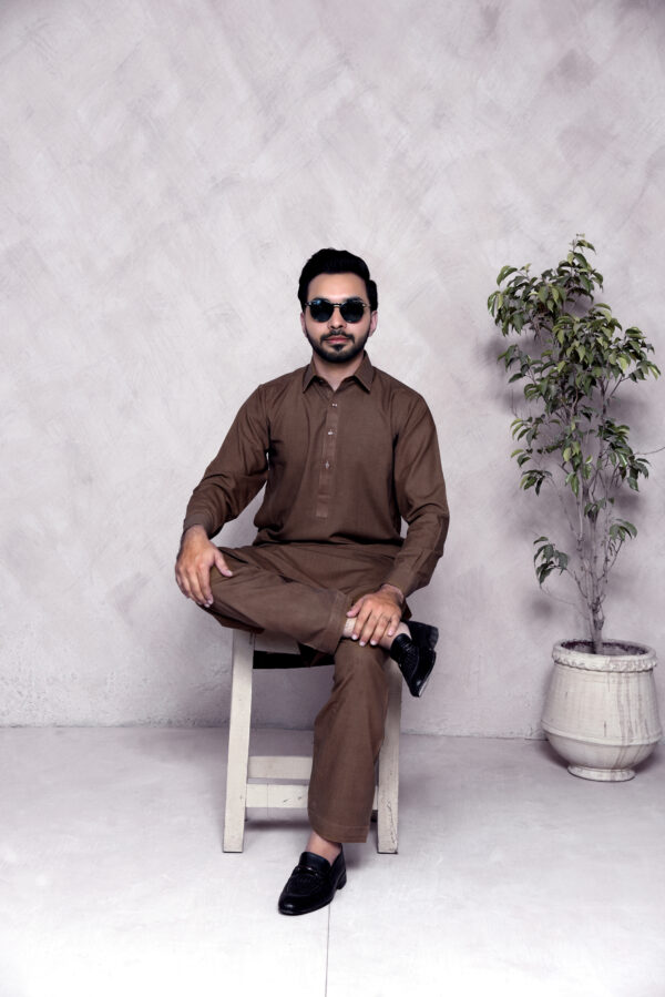 Classic Brown – Unstitched Wash & Wear Suit for Men | Premium Fabric - Image 4