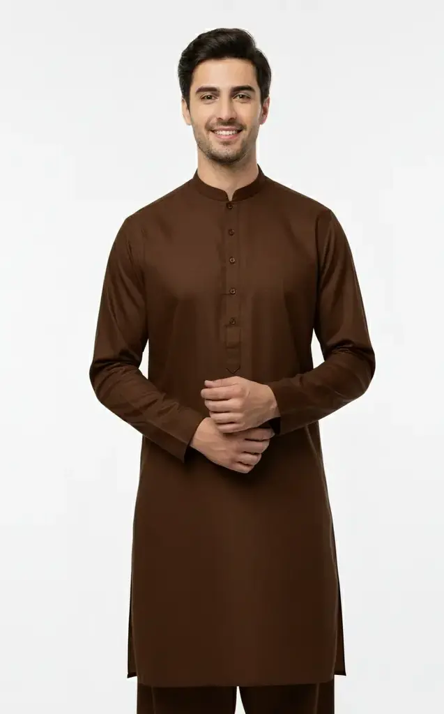 Dark Brown – Unstitched Cotton Suit for Men | Premium Fabric