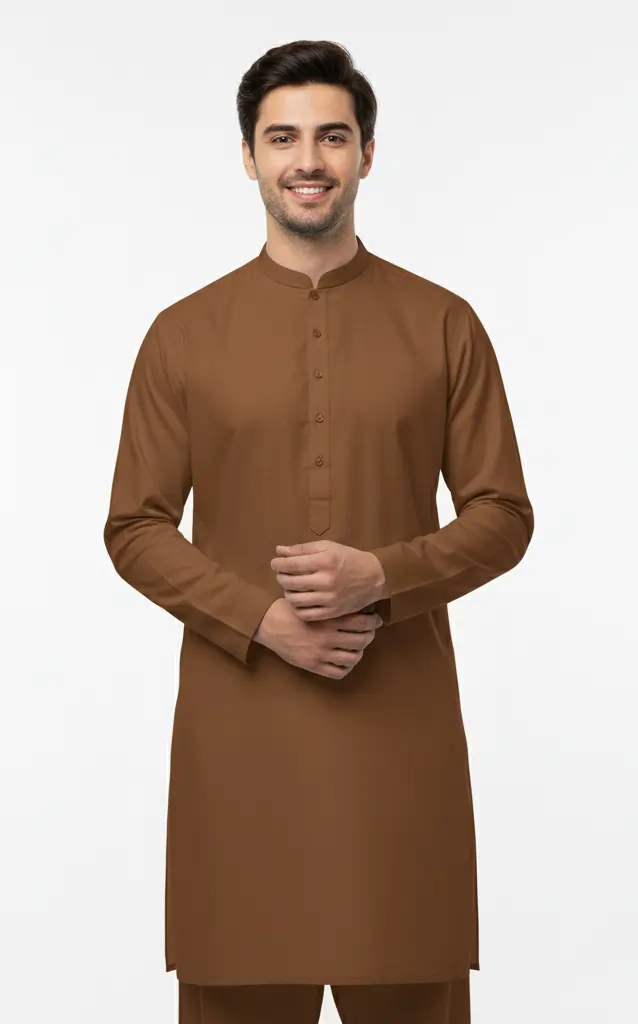 Golden Brown – Unstitched Cotton Suit for Men | Premium Fabric
