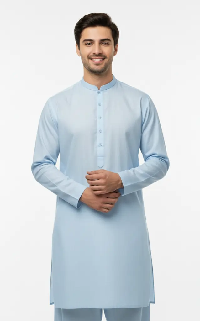 Sky Blue – Unstitched Cotton Suit for Men | Premium Fabric